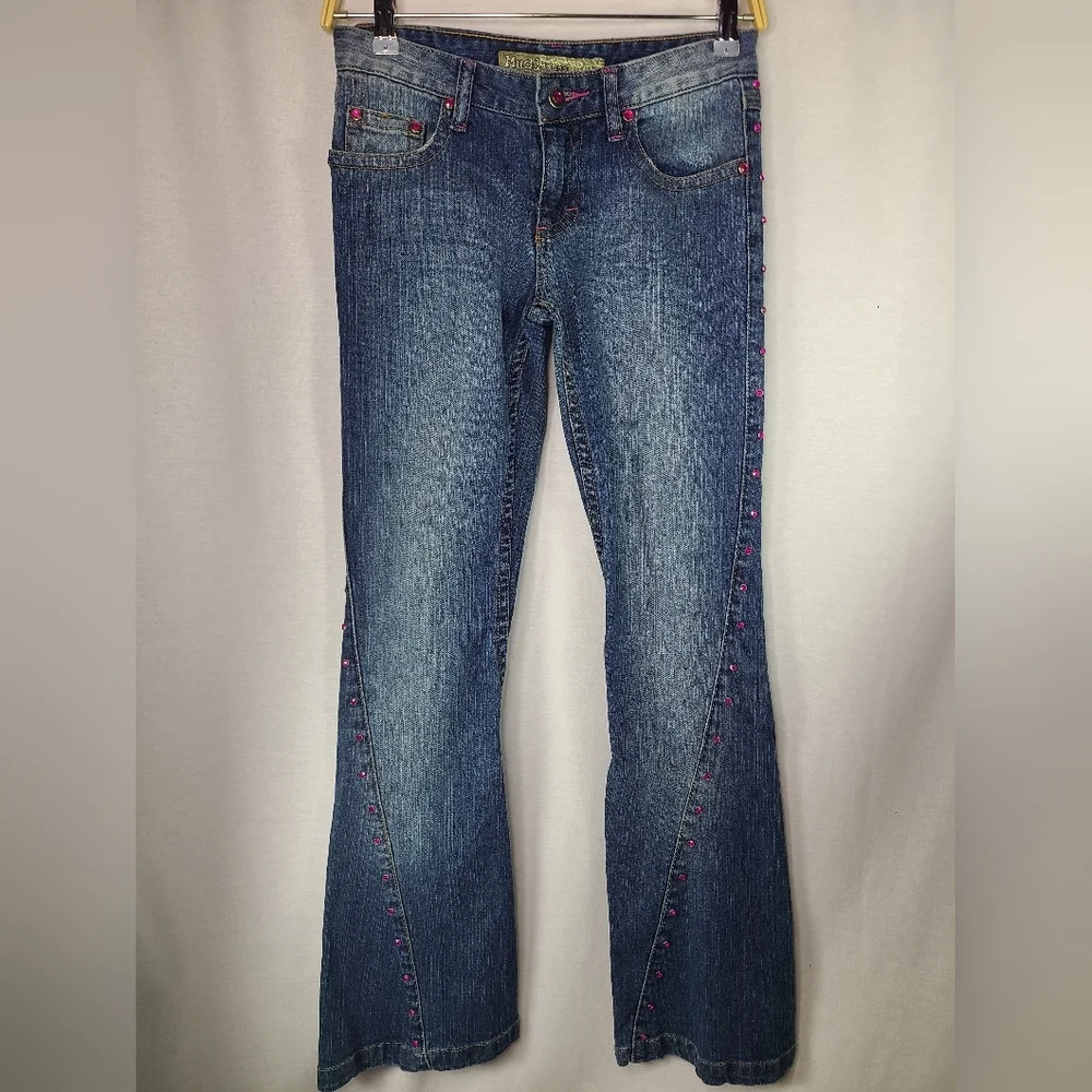 MUDD jeans Y2K boot cut jemstone Embellished denim size 3 womens - Picture 2 of 7